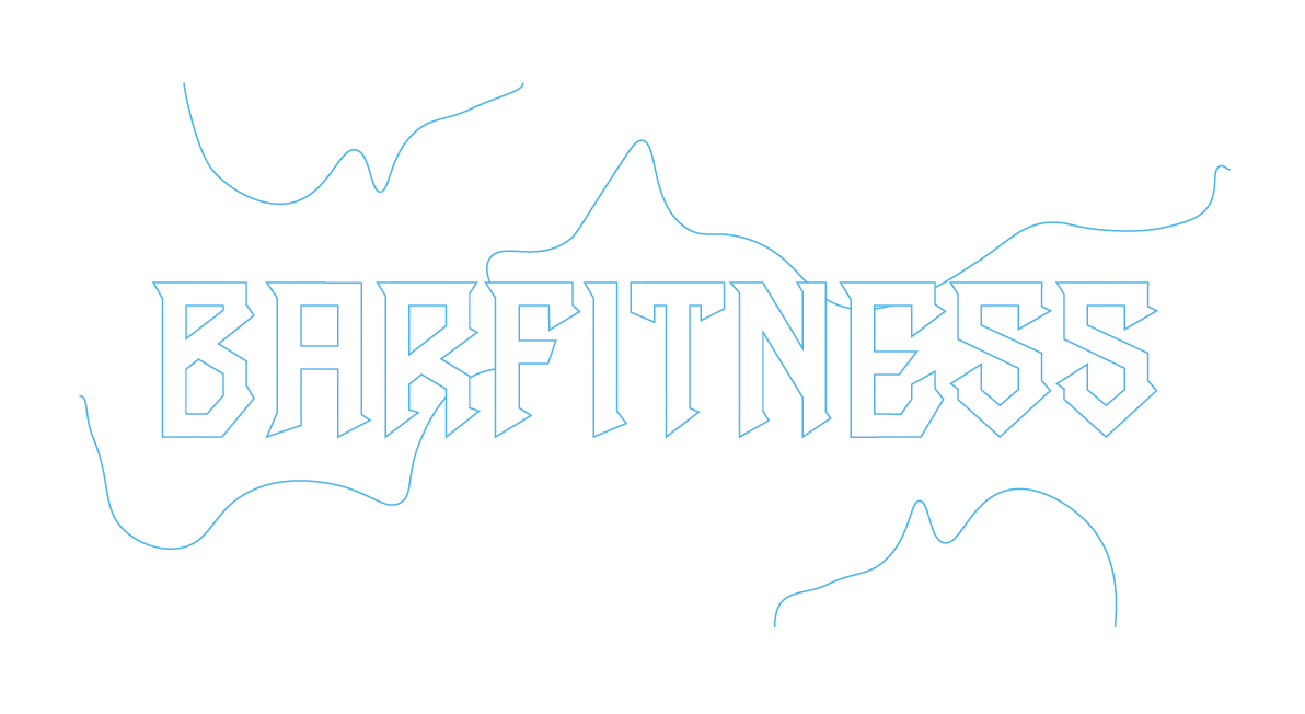 Barfitness ryg-grafik, sort version med topografisk illustration