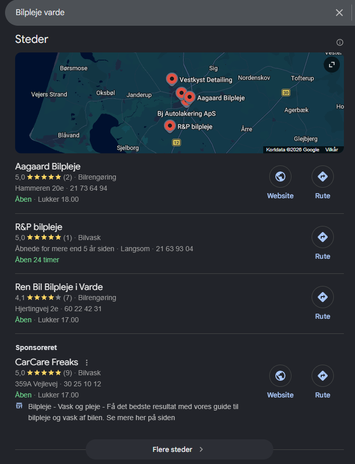 Aagaard Bilpleje nummer 1 på Google efter SEO-indsats