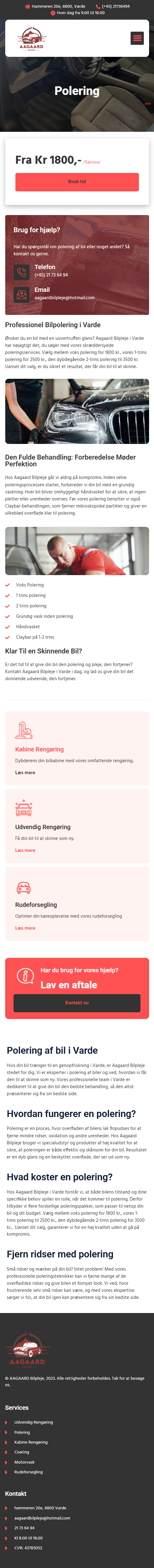 Aagaard Bilpleje hjemmeside, mobil